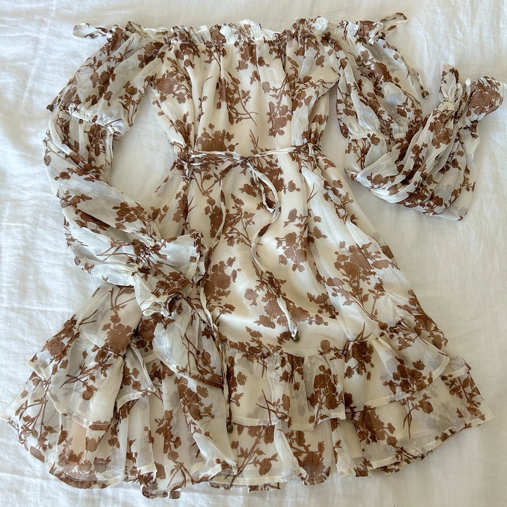 Indikah blown floral off shoulder dress